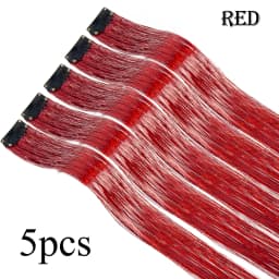 5Pcs/Pack Sparkle Hair Extensions Clip In Rainbow Shiny Sparkle Hair Tinsel Heat Resistant Sparkle Hair Extensions For Braids