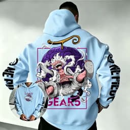 One Piece Gear 5 Luffy Devil Fruit Hoodie 2026 New Japanese Anime Fashion Y2K Casual Sportswear Men's Couple Hooded Sweatshirt