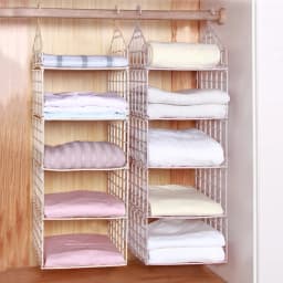 Foldable Hanging Closet Organisers Pajamas Coats Sweaters Sturdy Durable  Towels Layered Storage Basket , 2/3/4/5 Tier