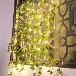 Silk Fake Green Leaf Ivy Vine with LED Lights String for Home Bedroom Decor Wedding Glowing Artifical Plant Garland Decor