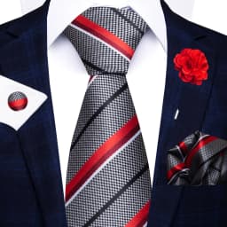 New Style 8 CM Red Paisley Tie Handkerchief Cufflink Pin Set For Men Necktie Clothing Accessories Wedding Gravatas Fit Party