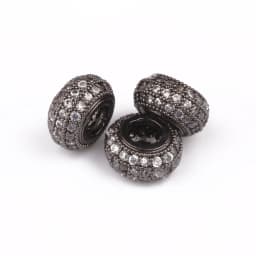 3pcs Micro Pave Zirconia Beads Round Geometry Metal Cubic Zircon Beads for DIY Bracelet Necklace Design Jewelry Crafts Making