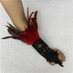 Lace Feather Long Gloves Gothic Mesh Sleeve Halloween Party Hook Embroidery White Mittins Female Stage Accessory Gothic Sleeve