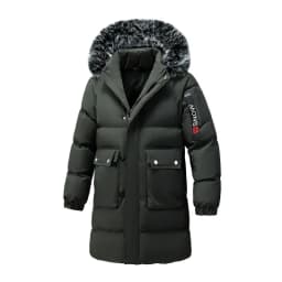 Winter Men's Hooded Jacket Large Fur Collar Thick Warm Cotton Coat Medium-Length Versatile Windproof Fashionable Workwear