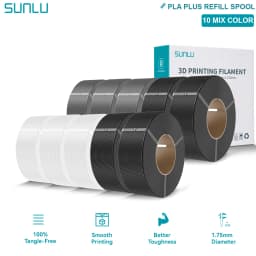 SUNLU PLA/PETG/PLA PLUS 3D Filament Refill 1.75mm Neatly Wound 3D Filament Bundle Refill for Most Brand Reuseable Spool 10KG