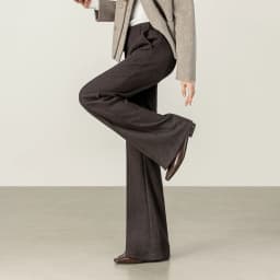 SENTUBILA Women's Wool Blend Trousers 2026 Autumn Winter Elastic Waist Side Zipper Flare Pants Casual Commute Bottoms 154K80271