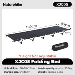 Naturehike XJC04 Folding Camping Cot Height Adjustable Ultralight Backpacking Cot Portable Camping Bed for Camping Hiking Travel