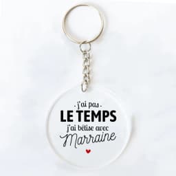 Best Godmother In World Print Keychain Circle Monogram Acrylic Keyring Fashion Key Chain Festive Birthday Gifts for Marraine