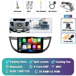 Android 16 Carplay Auto Car Radio Multimedia Player For Honda CRV CR-V 2012-2016 WIFI+4G DSP Autoradio Stereo 2din Head Unit