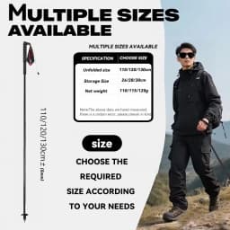 Local+ 2PCs Carbon Fiber Foldable 5-Sections Ultra-Light 110g Trekking Poles Walking Cane, 110/120/130cm Fixed Length Hiking Sticks for Outdoor Camping, City Running, Travel, Men Women Lightweight Portable Gear Caron Fiber Black Tech