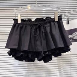 DEAT 2026 Spring New Sweet Temperament Ruched Ruffle Waist Tie Skirt For Women Elastic Waist Flower Bud Short Skirts 11A08273
