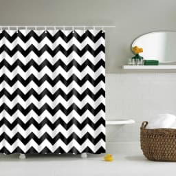 Nordic Style Geometric Stripe Wave Shower Curtains Frabic Waterproof Polyester Bathroom Curtain With Hooks