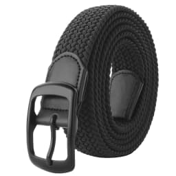 Drizzte Plus Size 100-190cm 190cm 63'' 67'' 71'' Long Black Braided Elastic Stretch Belt Mens Metal Buckle for Big and Tall Man