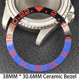 Sloping 38mm * 30.6mm Ceramic/Aluminum Bezel GMT and Diving Watch Insert Fits for 40mm Men's Watch Case Bezel Replacement Insert