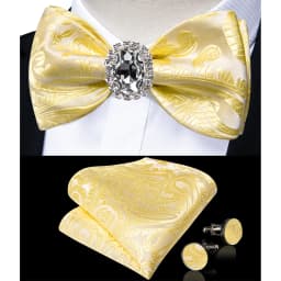 Classic White Selr-tie Bowtie with Ring Pocket Square Cufflinks Set Fashion Solid Men's Bow Tie for Wedding Groom Business Knots