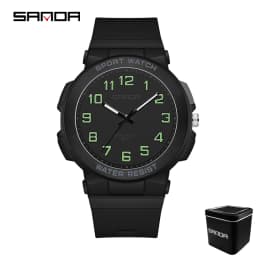 Sanda 6123 Trendy Design Soft Student Watch TPU Strap 50M Depth Waterproof Quartz Movement Children Fashion Sports Wrist Watch