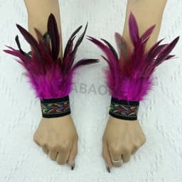 Natural Fur Wrist Cuffs Removable Wrap Bracelet Goth Clothes Sleeves Y2k Accessories Ancklets Fashion Retro Feather Gloves Cuff