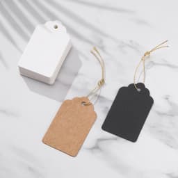 100pcs/Lot 5*3cm Packaging Label Brown Kraft Black White Paper Blank Hang Tags For DIY Handwritten Message Bookmark Gift Tags