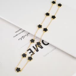 Natural Stone Shell Plant Five Leaf Flower Creative 20 Leaf Pendant Necklace Sweater Chain Women's Advanced Gift Clover