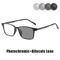 Small-frame Square Bifocals for Presbyopia Photochromic UV-protective Business Glasses for Men Classic Bifocal Reading Eyewear