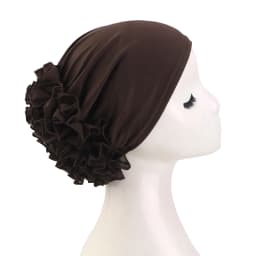 Women's breathable elastic chiffon hat with large flowers Solid color thin bottom cap Islamic Head Wrap African Bandana Head