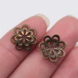50pcs Tibetan Antique Silver Color Flower Bead End Caps For Jewelry Making Findings Needlework DIY Accessories Wholesale