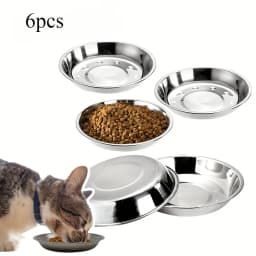 Slip-Resistant Stainless Steel Cat Bowl Set – Low-Profile Wide Design for Kittens & Small Pets Anti-Tip Base Feeding Station