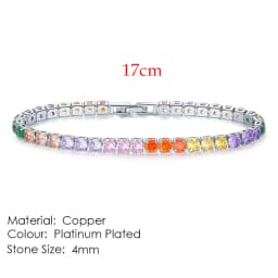 Chic 4mm Round Colorful Crystal Tennis Bracelets Silver Color Adjustable Folding Buckle Chain Bracelet on Hand Fashion Jewelry