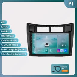 Hizpo 2Din 9inch Android Auto Car Radio for Toyota Yaris 2005 - 2012 Snapdragon 6115 GPS RDS DSP BT 4G CarPlay SWC 360°CAM