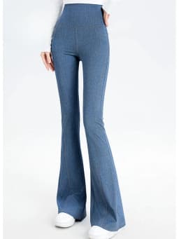 2024 Denim Women's Pants Micro Flared High Waist Abdomen Leggings New in Summer Stretch Sports Fitness Yoga Casual Pants Jeans
