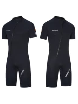 2mm Neoprene Shorty Mens Wetsuit UV-proof Front Zip Lycra Shorty Sleeves Diving Suit for Surf Snorkeling