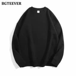 BGTEEVER Casual O-neck Loose Women Pullovers Spring Autumn Long Sleeve Basic Cotton Sweatshirts for Women