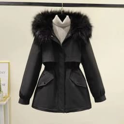 Women's Winter Warm Hooded down Jacket Coat Street Style Loose Fit Knitted Long Sleeve Mid-Length Overcoat from China