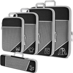 5PCS Travel Compressed Packing Cubes Storage Organizer Set With Shoe Bag Mesh Visual Luggage Portable Lightweight Suitcase Bag