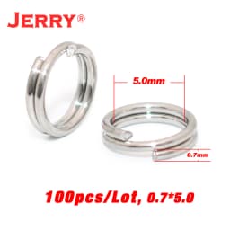Jerry Stainless Steel Fishing Split Rings Hard Bait Flat Ring Connector Spoon Lure Double Loop 100pcs Fishing Accessories Tackle