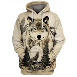 Black and White Wolf Print 3D Men's Hoodies Fashion Animal Pattern Women's Sweatshirts Leisure Essentials Pullover Jackets Coat