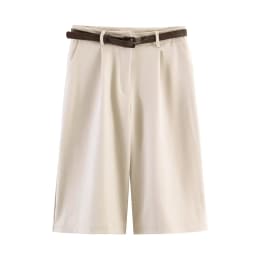 Spring Summer New Arrival Women's Casual High Waist Long Short Pants Fashionable Versatile Belt Included Commute Style Polyes...