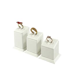 White PU Leather Jewelry Display Stand for Rings Earrings Necklaces - Store Window Counter Showcasing Rack for Jewelry Props