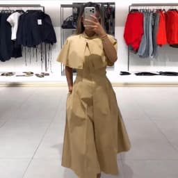 Cape Style Women Dress Turn Down Collar Shirt Dress Stand Collar Waist Defined Shirt Dress A Line Long Dress Daily Fashion Wear