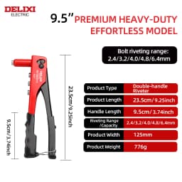 Heavy-Duty Hand Riveter,High-Lever Labor-Saving Design,Manual Tool for Fastening&Riveting Metal Sheets and Pipes,DELIXI ELECTRIC