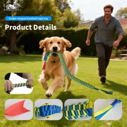 Durable Snake Shaped Dog Rope Toy Interactive Floating Pet Chew Toy for Teething Training Tug of War 3 Sizes