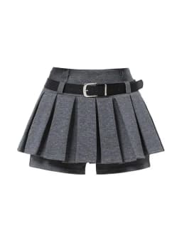 Grey Sporty Skirt Women's High Waist A-Line Pleated Anti-Light Slimming Skirt Spring Fashion plus Size Casual Wear