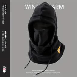 Unisex Winter Balaclava Knit Hood - Windproof Mask with Drawstring Motorcycle Riding Headgea Warm Knitted Cap Cold Weather