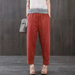 New Women's Casual Pants Thin Loose Cotton Linen Nine Points Harlan Bla Mom Straight Leg Pants Spring Summer High Waist