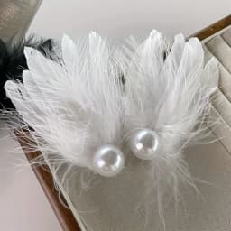2pcs/Set Black White Color Feather Hair Clips Pearl Plush Ballet Girl Alligator Barrettes Elegant Headwear For Party Performance