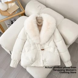 Autumn Winter Thickened Cotton Jacket Women's Outerwear with Button Closure And Fur Collar Korean Style Long Sleeve Coat