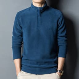 2025 New Men's Fleece Lined Thickened Long Sleeve Zipper Hoodie Half High Collar Warm Sweatshirt Casual Style Autumn Winter T...