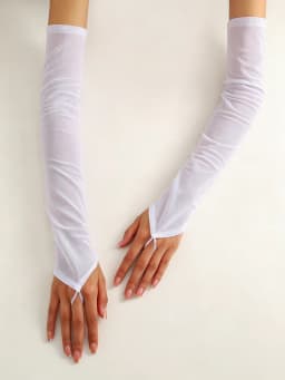 50cm Candy Color Elasticity Mesh Thin Transparent Hook Finger Long Gloves Women Sexy Party Cosplay Elegant Etiquette Opera Perfo