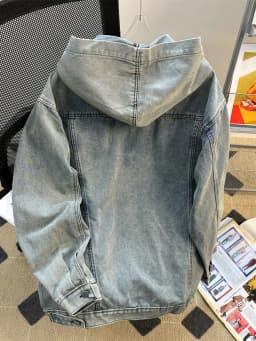 Spring Autumn Denim Hoodie Splicing with Pockets Men's Sweatshirts American Casual Fashion Loose Jean Male Pullover Top