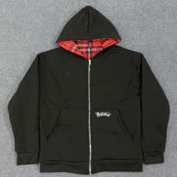 Spring and Autumn New American Trendy Brand Double Sided Stand Up Hoodie, Cardigan, Casual Workwear, Plaid Jacket